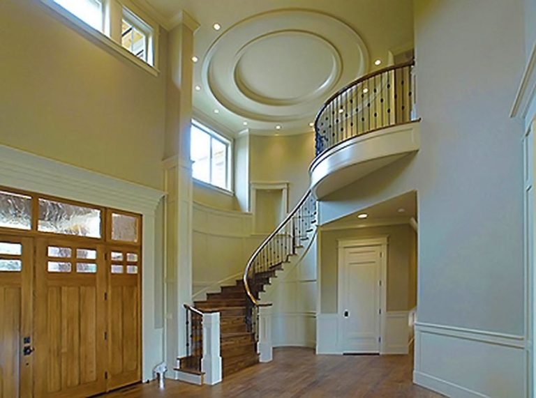 Bellevue custom home foyer and custom staircase construction