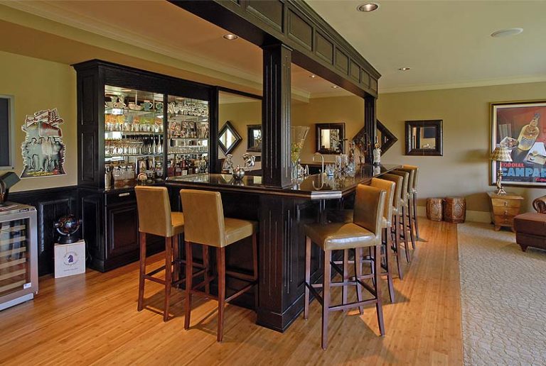 Woodway, Wa custom home bar and entertainment room
