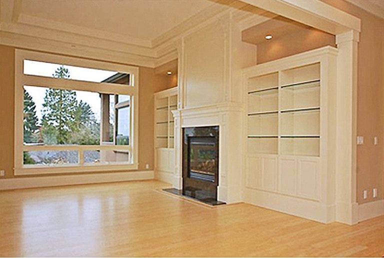 Kirkland custom home designed fireplace and living room