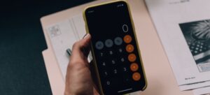 A calculator on a phone