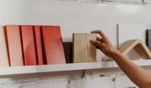 Person checking out tiles