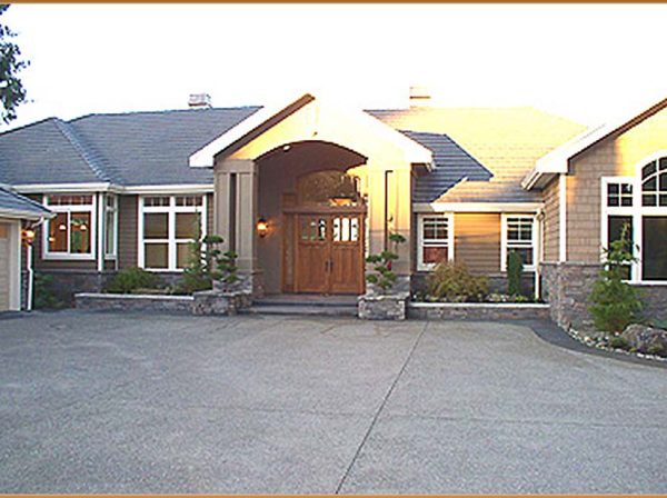 Bellevue new home construction exterior with Lake Washington view